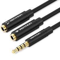 Кабель Vention Audio 3.5 mm M - 2х3.5 mm F, 0.3 m, Black (BBVBY)