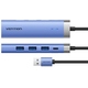 Док-станція USB3.0 --> USB 3.0x3/RJ45/USB-C Hub Blue Aluminum Alloy 5-in-1 Vention