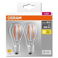 Набір ламп 2шт OSRAM LED E27 6.5Вт 2700К 806Лм A60