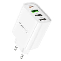 Мережевий зарядний пристрій Borofone BA79A, PD 20W, QC 3.0, 3xUSB-A, 1xType-C, White