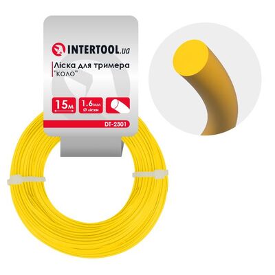 Лiска для тримера "коло", 1.6 мм x 15 м INTERTOOL DT-2301