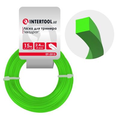 Леска для триммера "квадрат", 2.4 мм x 15 м INTERTOOL DT-2313