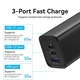 Зарядний пристрій 3xUSB 65W (2xUSB-C+USB-A) PD3.0+QC4.0 чорний Vention