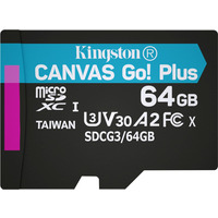 Карта пам`яті MicroSDXC 64GB UHS-I/U3 Class 10 Kingston Canvas Go! Plus R170/W70MB/s (SDCG3/64GBSP)