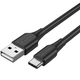 Кабель USB 2.0 AM-Type-C M, 0.5 м, 3.0A, (18W) PVC чорний Vention