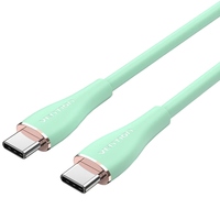 Кабель USB 2.0 Type-C M-M, 2.0 м 100W (20V/5A) Light Green Silicone Vention