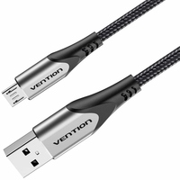 Кабель USB2.0 AM-Micro BM, 0.25 м, 3.0A, (18W) PVC Gray Aluminum  Alloy Vention