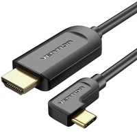 Кабель USB 3.1 Type-C M - HDMI M, 1.5m 90° 4K 60 Гц PVC Black Vention