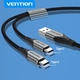 Кабель USB 2.0 AM - 2хType-C M, 1.0 м Y-Splitter Charging Cable 2.4А 480Mbps Aluminum Alloy Vention