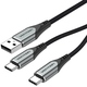 Кабель USB 2.0 AM - 2хType-C M, 1.0 м Y-Splitter Charging Cable 2.4А 480Mbps Aluminum Alloy Vention