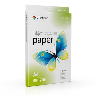 Фотобумага PrintPro глянцевая 200г/м2 A4 50л (PGE200050A4)