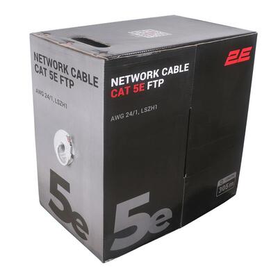 Кабель 2E CAT 5e FTP, 305m, AWG 23/1, LSZH-1, сірий