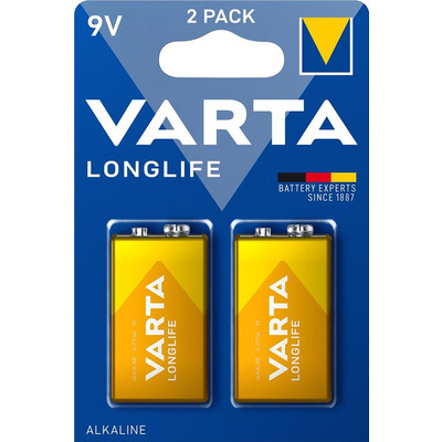 Батарейка Varta Longlife лужна 6LR61(6LF22, MN1604, MX1604, Крона) блістер, 2 шт