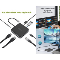 Хаб Acer USB-С > HDMI/DP/2xUSB-A3.2/USB-C/RJ45/mini-jack, 0.15м, черный