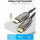 Кабель HDMI M - M,60.0 м, V2.1, Optical 8K 60Гц 48Gbps Dolby 7.1 TPE Black Metal Type Vention