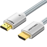 Кабель HDMI M - M, 1.5 м, V2.1, 8K 60Гц обплетення, Silver Metal Type Vention