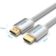 Кабель HDMI M - M, 2.0 м, V2.0, 4K 60Гц, обплетення, Silver Metal Type Vention