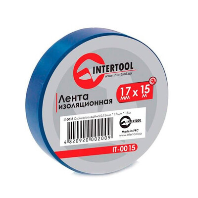 Стрічка ізоляційна, 17 мм * 15 м * 0.15 мм, синя INTERTOOL IT-0015