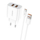 Сетевое зарядное устройство Foneng EU45 Dual USB Charger (2USBх2.4A) White (EU45-CH-TC) + кабель USB Type C