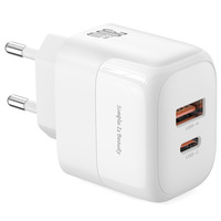 Мережева зарядка XO L138 - 30W PD USB-C & 18W QC USB-A (Білий)