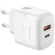 Мережевий зарядний пристрій XO L138 - 30W PD USB-C & 18W QC USB-A White