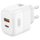 Мережевий зарядний пристрій XO L138 - 30W PD USB-C & 18W QC USB-A White