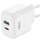 Мережевий зарядний пристрій XO L137 - 20W PD USB-C & 18W QC USB-A White