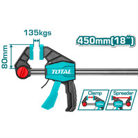 Струбцина TOTAL THT1346801 швидкозатискна, 80х450мм, 135кг