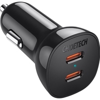 Автозарядка 2xUSB 40W (2xUSB-C) PD3.0 20W чорна Choetech