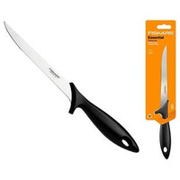 Кухонний ніж філейний Fiskars Essential, з гнучким лезом, 17.6см, нержавіюча сталь, пластик, чорний