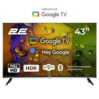 Телевізор 43" 2E LED FHD 60Hz Smart Google TV Black