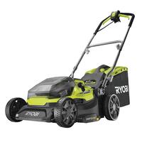 Газонокосарка акумуляторна Ryobi RY18LMH37A-250, ONE+ Hybrid, АКБ+мережа (18В/220В), 2х5Аг, 37см, 45л, 25-70мм, мульчування, 15.7кг