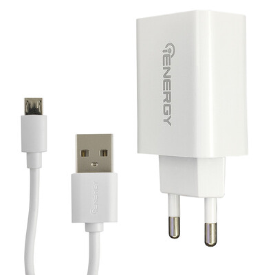 Мережевий Зарядний Пристрій iEnergy HC-17, Cable MicroUSB, 1xUSB, 2A, White