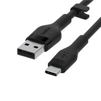 Кабель USB-A > USB-C заряджання/синхронізації Belkin 2м, Type-C, силіконовий з кліпсою, чорний