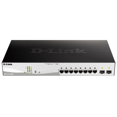 Комутатор D-Link DGS-1210-10MP 8xGE PoE, 2xSFP, 130Вт