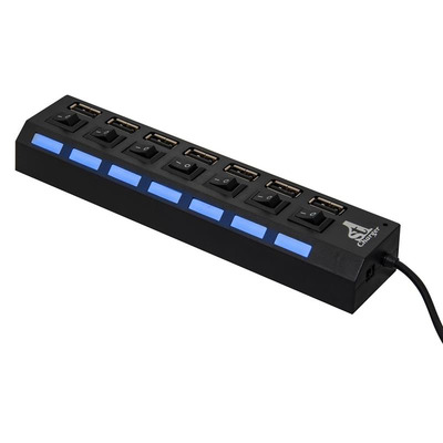 Концентратор USB 2.0 1stCharge 7хUSB2.0 Black (HUB1ST20702)