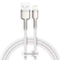 Кабель Baseus Cafule Metal USB-Lightning, 2.4A, 1м White (6953156202252)