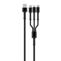 Кабель ColorWay USB - Lightning + micro USB + USB Type-C (M/M), 1.2 м, Dark Grey (CW-CBU3003-GR)