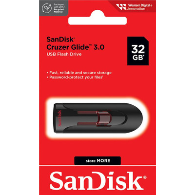 Накопичувач SanDisk   32GB USB 3.0 Type-A Cruzer Glide Чорний