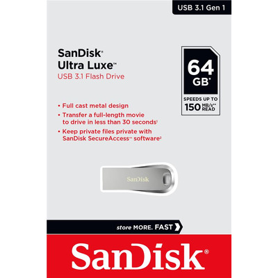 Накопичувач SanDisk   64GB USB 3.1 Type-A Ultra Luxe Срібний