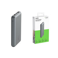 Повербанк Belkin 20000мА·год, 15Вт, 2хUSB-A/USB-C, cірий