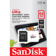 SanDisk Карта памяти microSD 64GB C10 UHS-I R100MB/s Ultra + SD