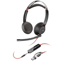 Гарнітура комп'ютерна стерео On-ear Poly Blackwire 5220, USB-A, USB-C, 3.5 мм, односпрямований, noise canceling, чорний