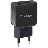 Мережевий зарядний пристрій Defender EPA-13 Black, 2xUSB, 5V/2.1A, package (83840)