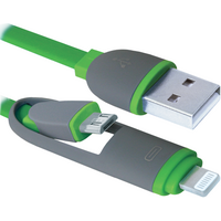 Кабель Defender USB10-03BP USB(AM)-MicroUSB+Lightning Green 1m