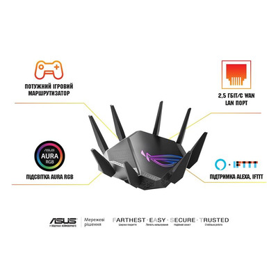 Маршрутизатор ASUS GT-AXE11000 AXE11000, 4xGE LAN, 1xGE WAN, 1x2.5GE LAN/WAN, MESH