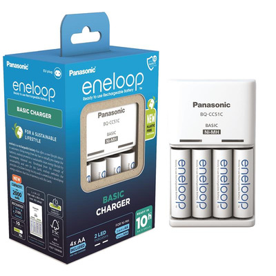 Зарядное устройство Basic Charger + Аккумулятор Eneloop NI-MH AA 2000 мАч, 4 шт.