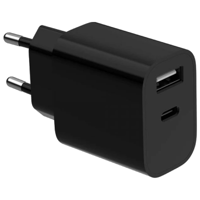 Мережевий зарядний пристрій Gembird TA-UC-2AC12-01-BK 1xUSB-A+1xUSB-C 5V/2.4A 12W