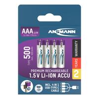 Аккумуляторы Ansmann AAA/HR03 Li-Ion 500 mAh BL 4 шт