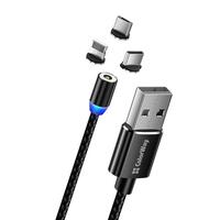 Кабель ColorWay Magnetic USB - Lightning + micro USB + USB Type-C (M/M), 2.4 А, 1 м, Black (CW-CBUU020-BK)